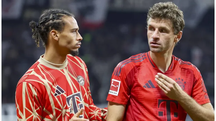 Leroy Sané e Müller do Bayern de Munique. foto: Marco Steinbrenner/DeFodi Images 
