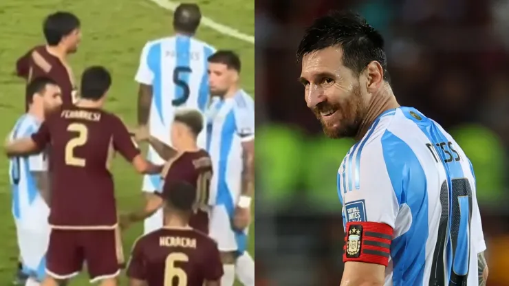 Messi e Soteldo precisam ser separados após atrito. Foto Esq.: Reprodução e Foto Dir.: Edilzon Gamez/Getty Images
