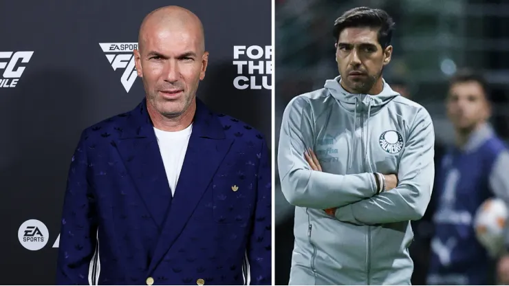 Zidane negocia com o Manchester United e pode ter jogador do Palmeiras como 1º reforço. Fotos: Pablo Cuadra e Alexandre Schneider/Getty Imagens
