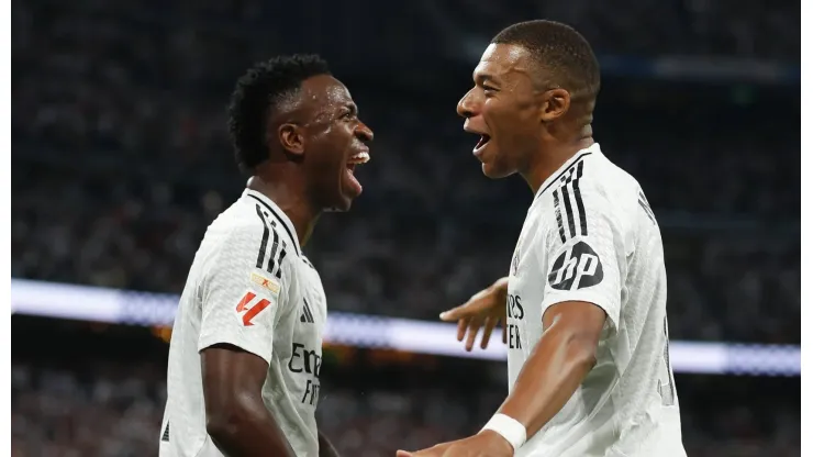 Vini Jr e Mbappé no Real Madrid.
