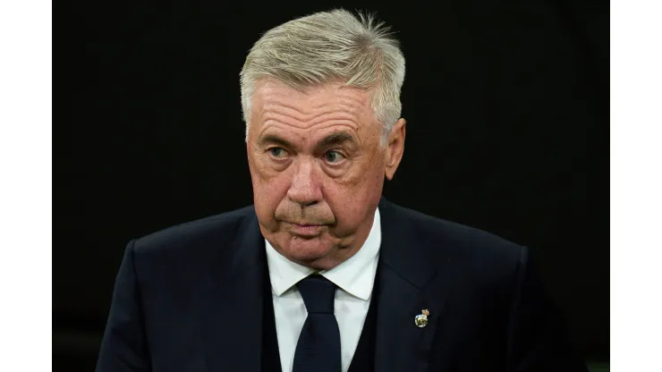 MADRID, SPAIN - OCTOBER 26: Carlo Ancelotti, Head Coach of Real Madrid, looks on prior to the LaLiga match between Real Madrid CF and FC Barcelona at Estadio Santiago Bernabeu on October 26, 2024 in Madrid, Spain. (Photo by Angel Martinez/Getty Images)
