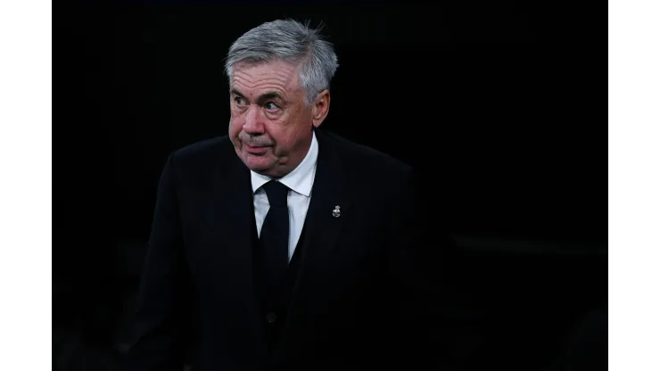 MADRID, SPAIN - NOVEMBER 08: Head coach Carlo Ancelotti of Real Madrid CF looks on prior to the UEFA Champions League match between Real Madrid and SC Braga at Estadio Santiago Bernabeu on November 08, 2023 in Madrid, Spain. (Photo by David Ramos/Getty Images)
