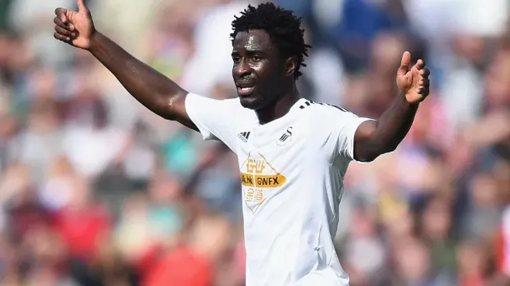 during the Barclays Premier League match between Swansea City and West Bromwich Albion at Liberty Stadium on August 30, 2014 in Swansea, Wales.
