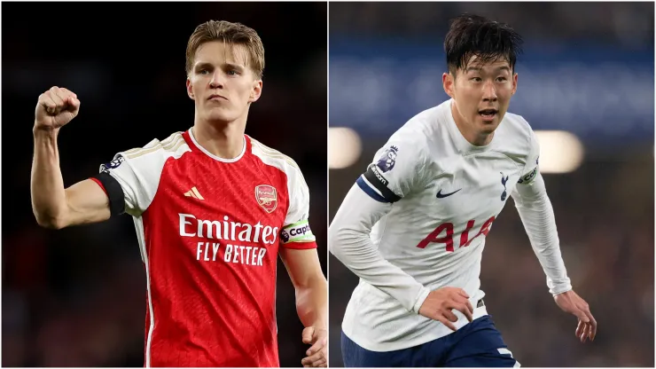 Martin Ødegaard of Arsenal and Son Heung-Min of Tottenham.
