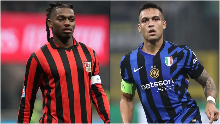 Rafael Leao of AC Milan and Lautaro Martinez of Inter Milan.
