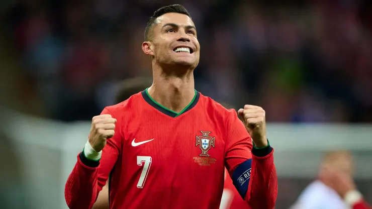 Cristiano Ronaldo celebrates after scoring for Portugal.
