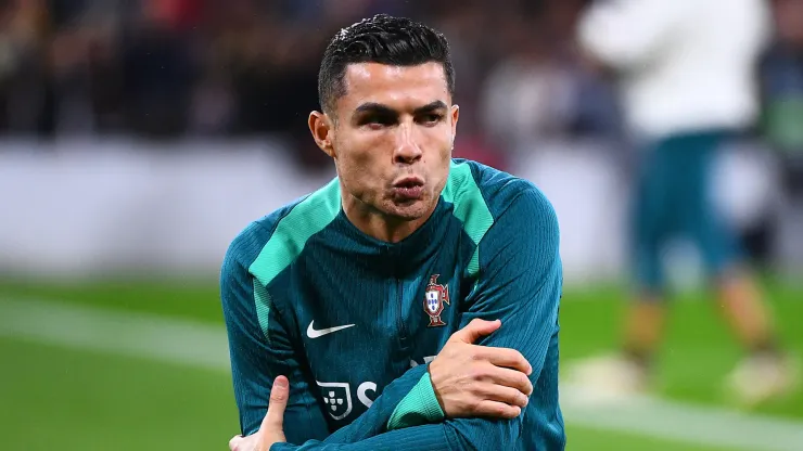 Cristiano Ronaldo of Portugal warms up prior to a UEFA Nations League 2024/25 game.
