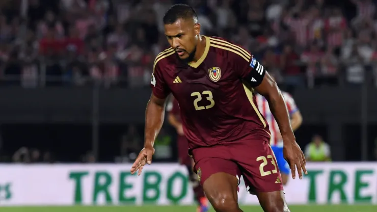 Salomon Rondon of Venezuela controls the ball during a 2026 FIFA World Cup qualifier match.
