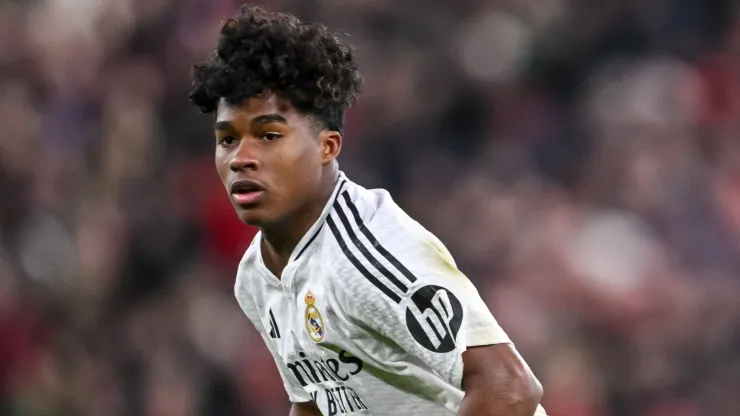 Endrick (Real Madrid CF) Looks on during the UEFA Champions League 2024 25 League Phase MD5 match between Liverpool FC and Real Madrid C.F. at Anfield on November 27, 2024 in Liverpool, England.
