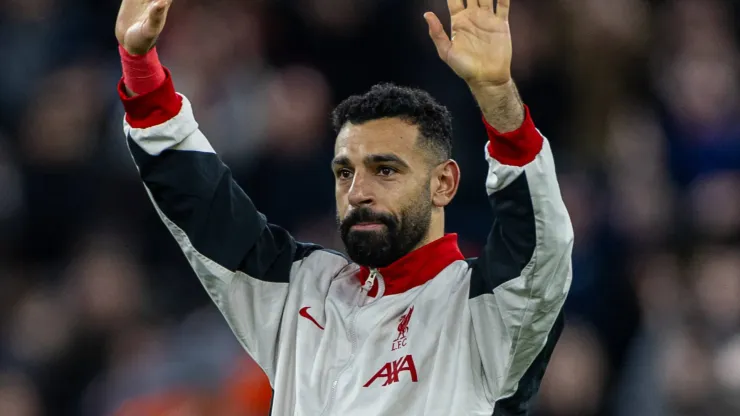 Liverpool s Mohamed Salah celebrates after the FA Premier League match between Liverpool FC and Manchester City FC at Anfield. Liverpool won 2-0.

