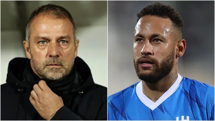 Hansi Flick 9left) and Neymar (right)