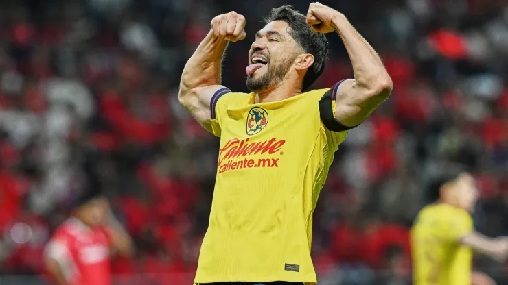 Henry Martin celebrates after scoring for Club America.
