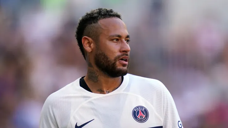 Neymar Junior of PSG reacts during soccer pre-season friendly match between Jeonbuk Hyundai Motors and PSG Paris-Saint-Germain FC at the Busan Asiad Main Stadium in Busan, South Korea, in Busan, South Korea, 03 August 2023.
