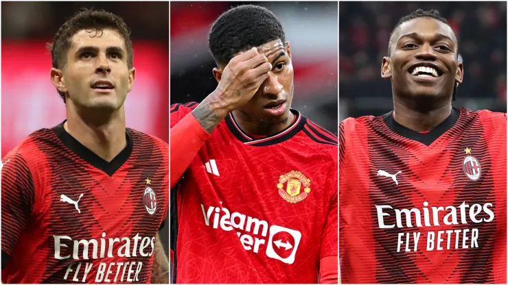 Christian Pulisic (left), Marcus Rashford (center), Rafael Leao (right)
