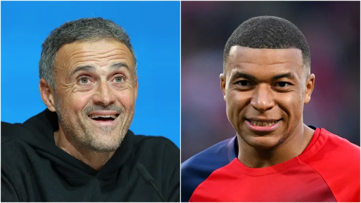 Luis Enrique (left) and Kylian Mbappe (right)
