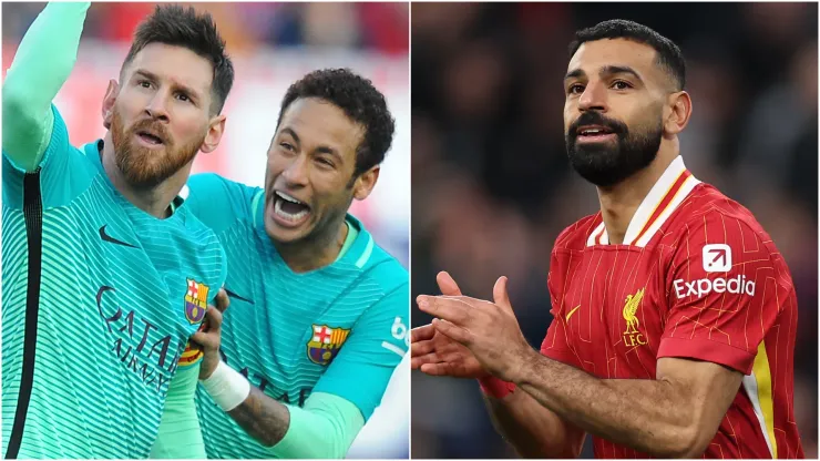 Lionel Messi, Neymar  (left) and Mohamed Salah (right)
