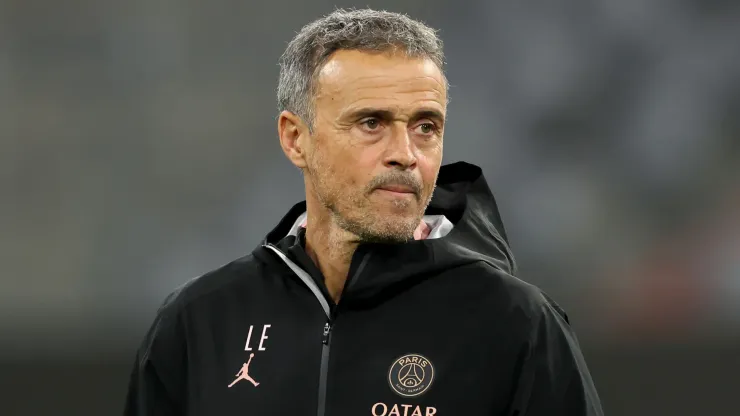 Luis Enrique, head coach of PSG looks on during the UEFA Champions League 2024/25 League Phase MD5 training session at Football Arena Munich on November 25, 2024 in Munich, Germany.
