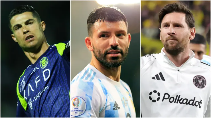 Cristiano Ronaldo (left), Sergio Aguero (center), Lionel Messi (right)