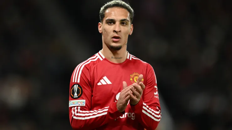 Antony of Manchester United during the UEFA Europa League 2024/25 League Phase MD5 match between Manchester United and FK Bodo/Glimt at Old Trafford on November 28, 2024 in Manchester, England.
