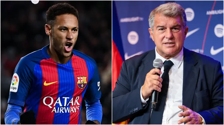 Neymar (left) and Joan Laporta (right)
