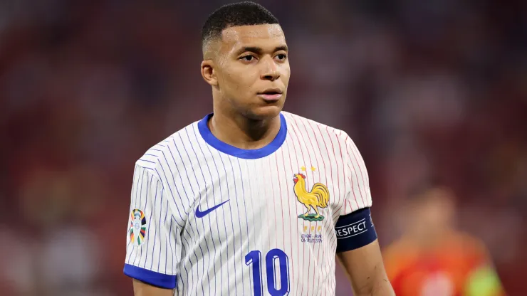  Kylian Mbappe of France looks on during the UEFA EURO 2024 Semi-Final match between Spain and France at Munich Football Arena on July 09, 2024 in Munich, Germany.
