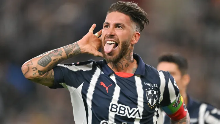 Sergio Ramos of Monterrey celebrates after scoring the team's second goal during the 10th round match between Monterrey and Santos Laguna as part of the Torneo Clausura 2025 Liga MX at BBVA Stadium on March 02, 2025 in Monterrey, Mexico.

