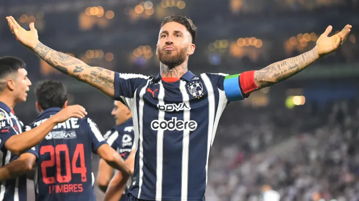 Sergio Ramos of Monterrey celebrates after scoring the team's second goal during the 10th round match between Monterrey and Santos Laguna as part of the Torneo Clausura 2025 Liga MX at BBVA Stadium on March 02, 2025 in Monterrey, Mexico.
