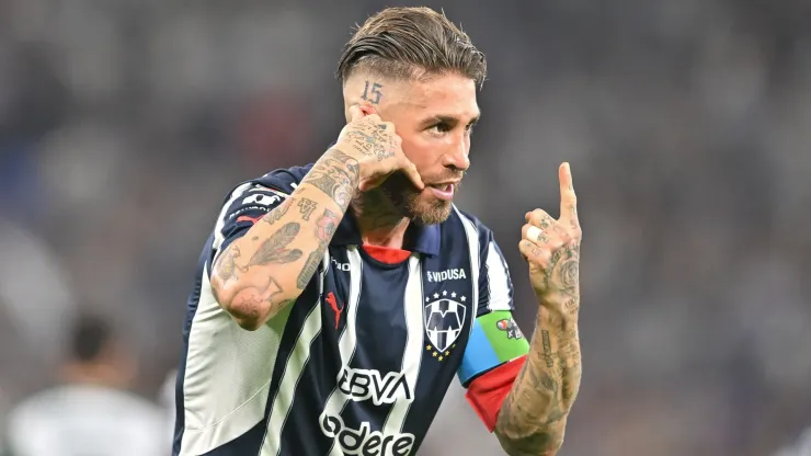 Sergio Ramos of Monterrey celebrates after scoring the team's second goal during the 10th round match between Monterrey and Santos Laguna as part of the Torneo Clausura 2025 Liga MX at BBVA Stadium on March 02, 2025 in Monterrey, Mexico. 
