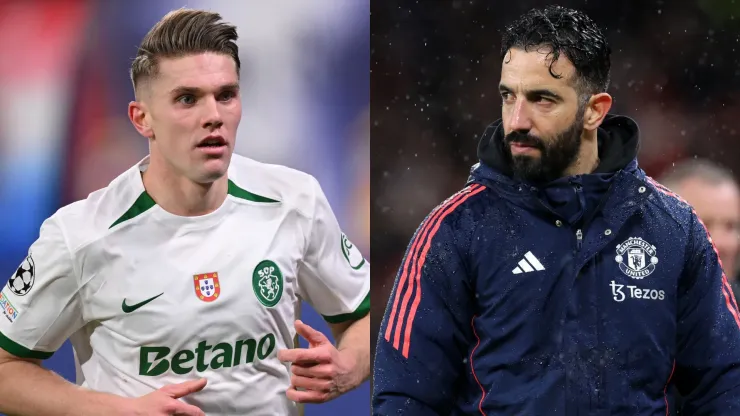 Viktor Gyökeres of Sporting Lisbon and Ruben Amorim, Manager of Manchester United.