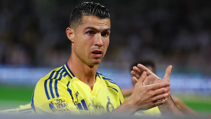 Cristiano Ronaldo of Al Nassr looks on during the Saudi Pro League match between Al Wehda v Al Nassr at King Abdulaziz Sports City on February 25, 2025 in Mecca, Saudi Arabia. 
