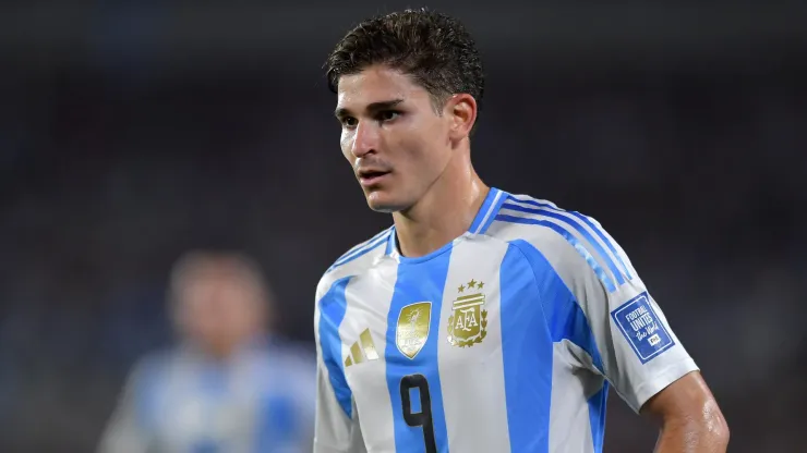 Julian Alvarez of Argentina reacts during the FIFA World Cup 2026 South American Qualifier match between Argentina and Bolivia at Estadio Más Monumental Antonio Vespucio Liberti on October 15, 2024 in Buenos Aires, Argentina. 
