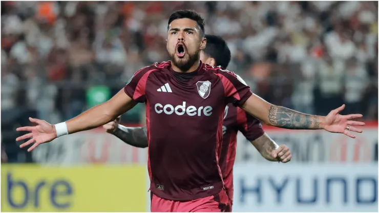Paulo Diaz of River Plate celebrates after scoring
