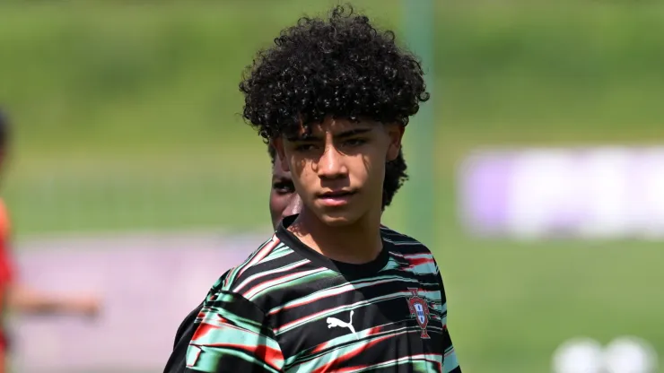 Cristiano Ronaldo Jr of Portugal inspects the pitch prior to the Men's U15 International match between Portugal and Japan as part of the Vlatko Markovic tournament at Stadium Sveti Martin na Muri on May 13, 2025 in Zagreb, Croatia.
