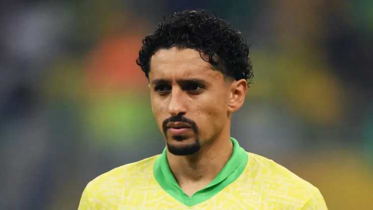 Marquinhos of Brazil lines up prior to the South American FIFA World Cup 2026 Qualifier match between Brazil and Uruguay at Arena Fonte Nova on November 19, 2024 in Salvador, Brazil.
