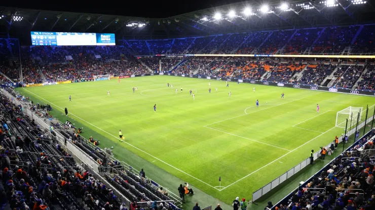 A general view of the inside of the stadium during the first half of the MLS match between FC Cincinnati and New York Red Bulls at TQL Stadium on February 22, 2025.
