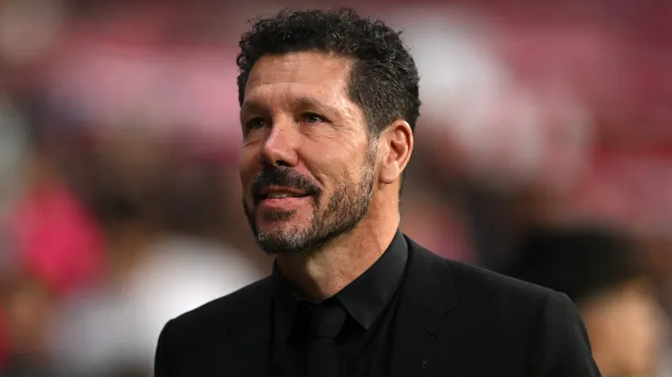 Diego Simeone, Head Coach of Atletico de Madrid, looks on prior to the LaLiga match between Atletico de Madrid and Real Valladolid CF at Riyadh Air Metropolitano on April 14, 2025.
