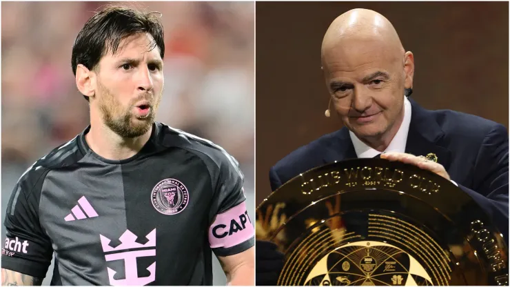 Lionel Messi (left) and Gianni Infantino (right)
