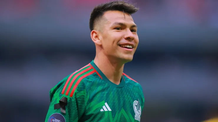 Hirving Lozano of Mexico looks on during the match between Mexico and Jamaica as part of the CONCACAF Nations League at Azteca stadium on March 26, 2023 in Mexico City, Mexico.