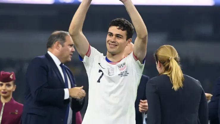 Gio Reyna during the Concacaf Nations League final match between Mexico and USMNT at AT&T Stadium on March 24, 2024 in Arlington, Texas.
