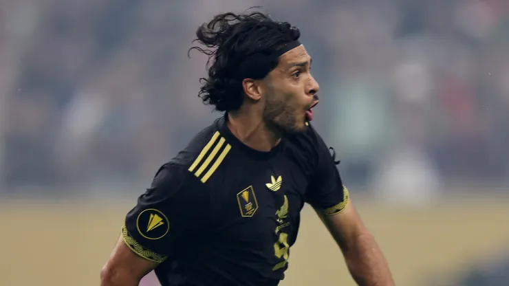 Raúl Jiménez #9 of the Mexico celebrates after scoring a goal in the first half during the finals of the CONCACAF Gold Cup 2025 between the United States and Mexico at NRG Stadium on July 06, 2025 in Houston, Texas.
