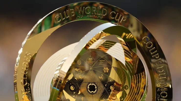 The trophy is displayed prior to the FIFA Club World Cup 2025 Play-In match between Los Angeles Football Club and Club America at BMO Stadium on May 31, 2025.
