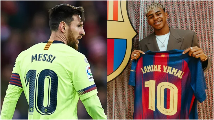 Lionel Messi (left) and Lamine Yamal (right)

