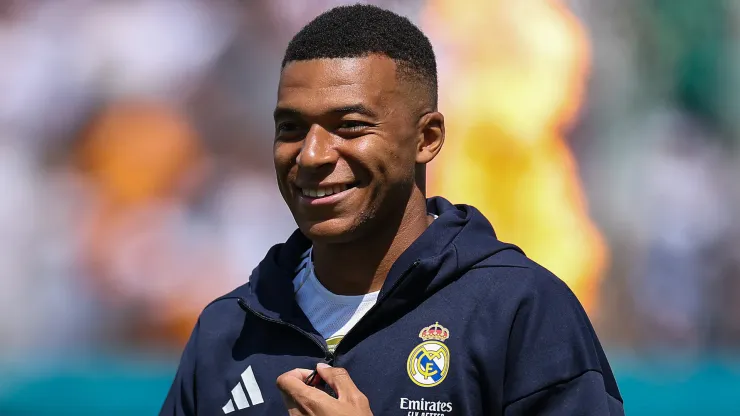 Kylian Mbappe #9 of Real Madrid C.F. during the FIFA Club World Cup 2025 semi-final match between Paris Saint-Germain and Real Madrid CF.
