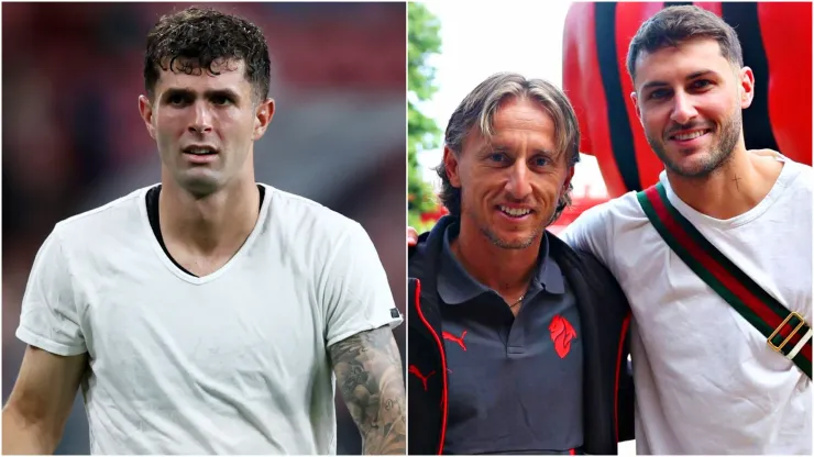 Christian Pulisic (left) and Luka Modric, Santiago Gimenez (right)
