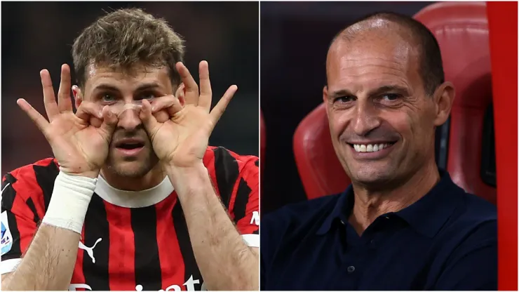 Santiago Gimenez (L) and Massimiliano Allegri (right)