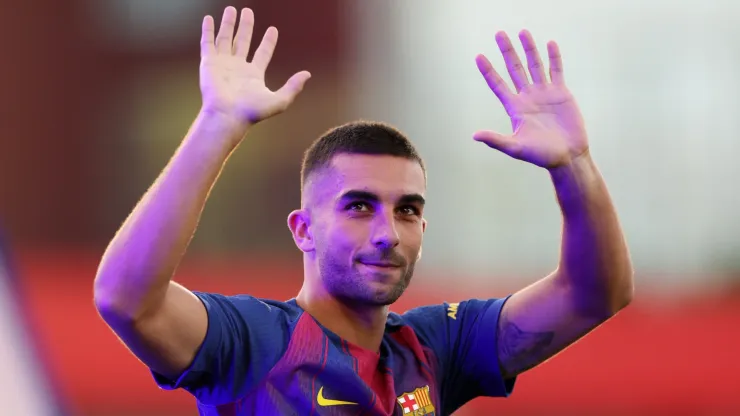 Ferran Torres of FC Barcelona is presented to the fans prior to the Joan Gamper Trophy match between FC Barcelona and Como1907 at Estadi Johan Cruyff on August 10, 2025 in Barcelona, Spain.
