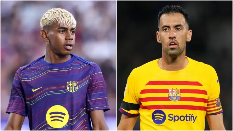 Lamine Yamal and Sergio Busquets.