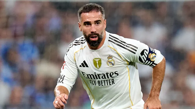 Daniel Carvajal of Real Madrid in action during the LaLiga EA Sports match between Real Madrid CF and RCD Mallorca at Estadio Santiago Bernabeu on August 30, 2025 in Madrid, Spain.
