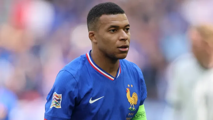 Kylian Mbappe of France reacts reacts during the UEFA Nations League 2025 third place match between Germany and France at Stuttgart Arena on June 08, 2025 in Stuttgart, Germany.