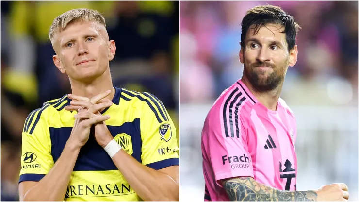 Nashville SC striker Sam Surridge and Inter Miami star Lionel Messi.
